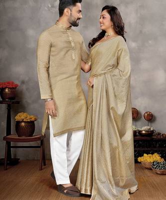 Couple combo men's kurta & pajama & women saree set 1
