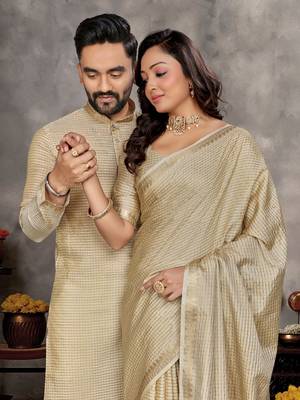 Couple combo men's kurta & pajama & women saree set 2