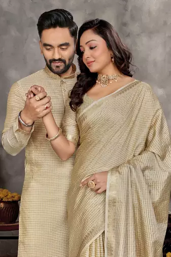 Couple combo men's kurta & pajama & women saree set