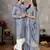 Blue color silk blend couple combo men's kurta & pajama & women saree set