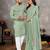 light green  color silk blend couple combo men's kurta & pajama & women saree set