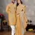 musturd  color silk blend couple combo men's kurta & pajama & women saree set