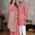 pink  color silk blend couple combo men's kurta & pajama & women saree set
