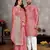 pink  color silk blend couple combo men's kurta & pajama & women saree set