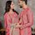 pink  color silk blend couple combo men's kurta & pajama & women saree set