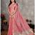 pink  color silk blend couple combo men's kurta & pajama & women saree set