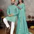 sky blue  color silk blend couple combo men's kurta & pajama & women saree set