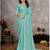 sky blue  color silk blend couple combo men's kurta & pajama & women saree set