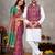 Purple color jacquard weaving silk  couple combo men's kurta & pajama koti & women saree set