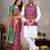 Purple color jacquard weaving silk  couple combo men's kurta & pajama koti & women saree set
