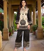 Black and Beige Floral Printed Co-ord Set