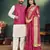 Pink color jacquard weaving silk  couple combo men's kurta & pajama koti & women saree set