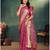 Pink color jacquard weaving silk  couple combo men's kurta & pajama koti & women saree set