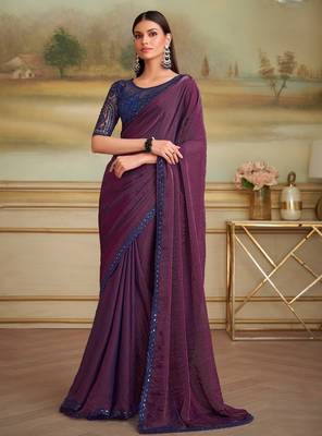 twin shade twilight georgette saree with tussar silk blend blouse  1