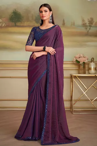 twin shade twilight georgette saree with tussar silk blend blouse 