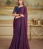 twin shade twilight georgette saree with tussar silk blend blouse 