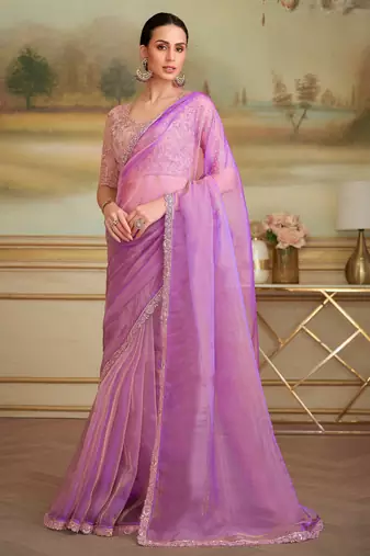 tissue georgette silk blend saree with tussar silk blend blouse 