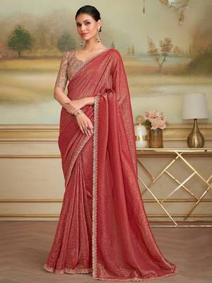 rust gold georgette saree with tussar silk blend blouse  1