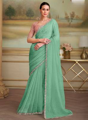 tissue crash georgette saree with tussar silk blend blouse  1