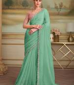 tissue crash georgette saree with tussar silk blend blouse 