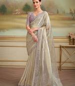 tissue georgette silk blend saree with tussar silk blend blouse