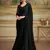 jet black satin chiffon saree with work blouse 