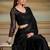 jet black satin chiffon saree with work blouse 