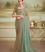 blossom georgette pattern saree with tussar silk blend blouse 