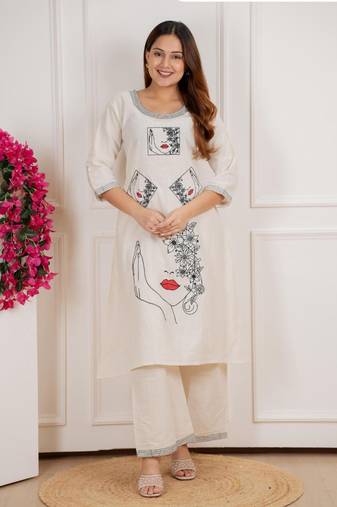 White handcrafted Khadi Cotton Cord Set