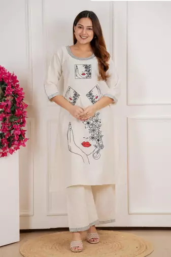 White handcrafted Khadi Cotton Cord Set