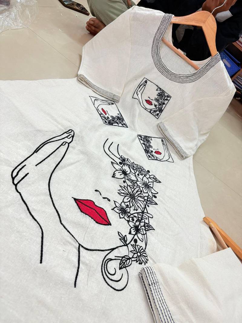 White handcrafted Khadi Cotton Cord Set