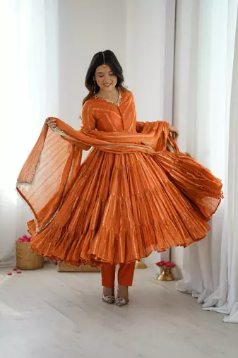 Mirror Work Handcrafted Indian Outfit Anarkali WiTh Dupatta