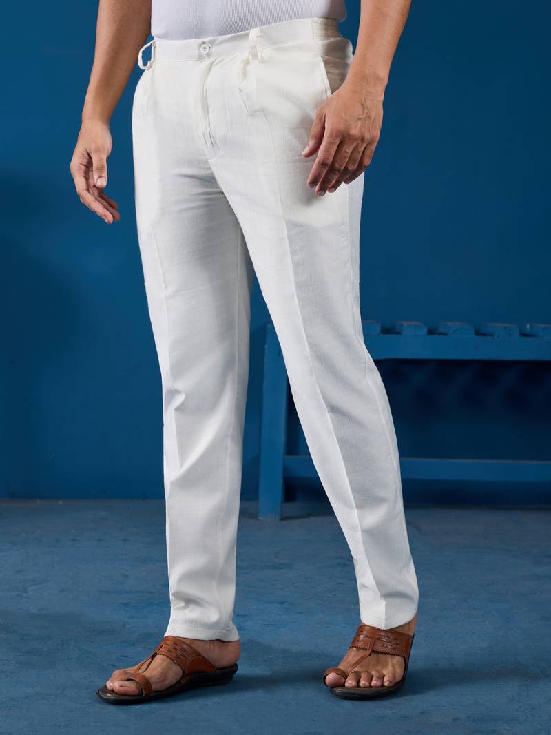 White viscose silk real mirror with threads work kurta-pant