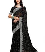 black coloe embroidered orgenza designer saree with un-stitch blouse