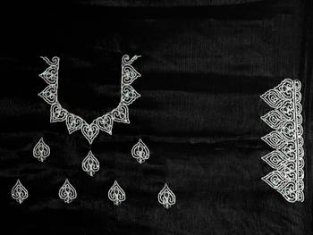 black coloe embroidered orgenza designer saree with un-stitch blouse 4