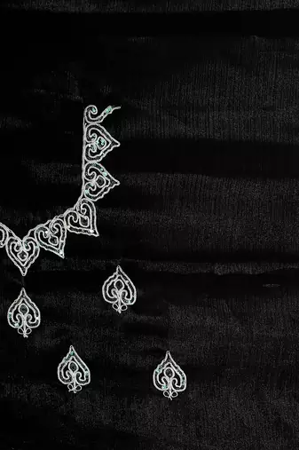 black coloe embroidered orgenza designer saree with un-stitch blouse