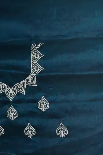 blue coloe embroidered orgenza designer saree with un-stitch blouse