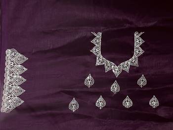 purple coloe embroidered orgenza designer saree with un-stitch blouse 4