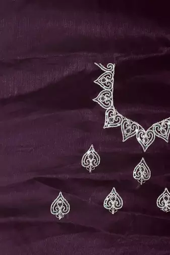 purple coloe embroidered orgenza designer saree with un-stitch blouse