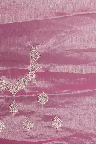 pink coloe embroidered orgenza designer saree with un-stitch blouse
