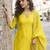 Yellow embroidered chinon free size stitched palazzo style salwar suit