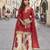 Red embroidered chinon free size stitched palazzo style salwar suit