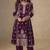 Purple chinon silk semi stitched wedding suits