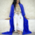 Royal Blue & White Embroidered Moroccan Kaftan – Elegant Party & Wedding Wear
