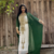 Emerald Green & White Moroccan Stitched Kaftan – Handcrafted Golden Embroidered Party Dress