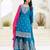 Teal color chinnon silk party wear palazzo set- full stitched free size