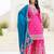 Pink color chinnon silk party wear plazo set
