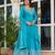 Sky colour american silk embroidery work fully stitched gown- full stitched free size