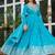 Sky colour american silk embroidery work fully stitched gown- full stitched free size