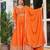Orange colour american silk embroidery work fully stitched gown- full stitched free size